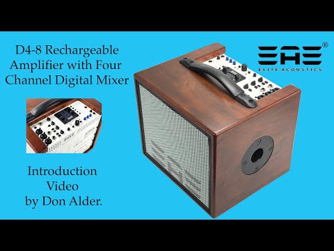 Elite Acoustics EAE D4-8 (OPEN BOX) Rechargeable Acoustic Amp with 4 Channel Digital Mixer/LFP Battery - Painted Black image 9