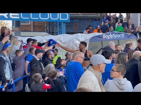 BLUES 3-0 BRISTOL CITY: Auston Trusty celebrates with fans
