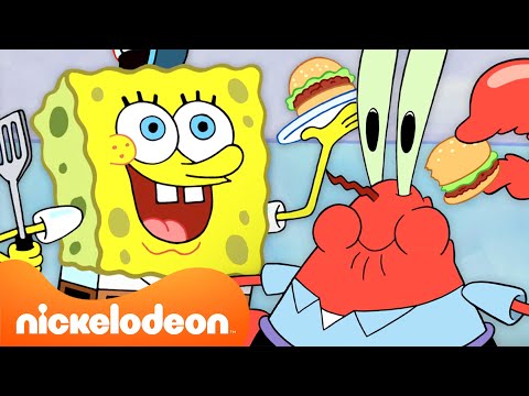 SpongeBob Schwammkopf | 60 MINUTEN in der Krossen Krabbe 🍔 | Nickelodeon Deutschland