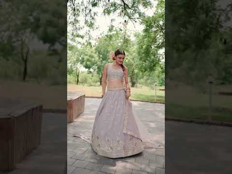 Mauve Chiffon Semi-Stitched Lehenga Choli Set with Heavy Sequin & Embroidery