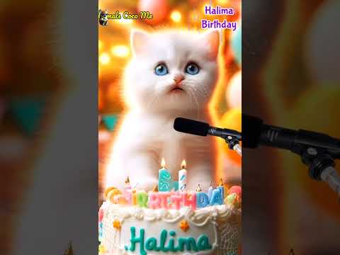 HAPPY BIRTHDAY HALIMA | HAPPY BIRTHDAY SONG WITH NAMES | Adorable Cute Cat 😺 #cat #cute #cake