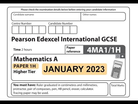 IGCSE Mathematics January 2023 - 4MA1/1H