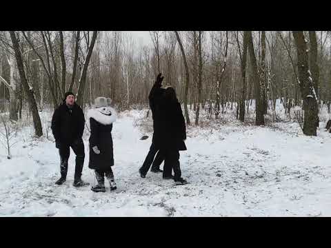 Winter aikido workout on the snow