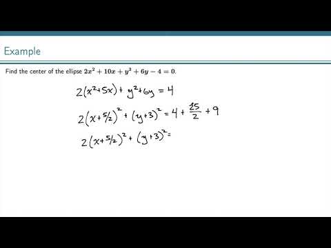 Example Writing Equation of Ellipse in Standard Form and Identifying the Center
