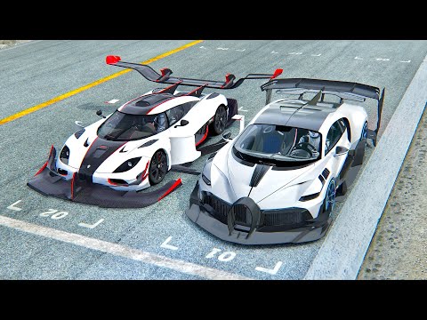 Bugatti Divo GTR vs Koenigsegg One GTR - Drag Race