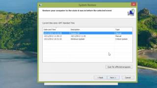 Using Windows 8 System Restore