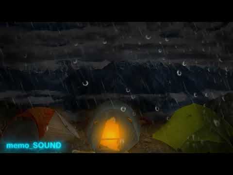 Pioggia Rilassante sotto una Tenda con Vento e Tuoni-Atmosfera Notturna
