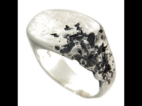 Inel Argint 925  Textura Acid Melted Design Avangardist