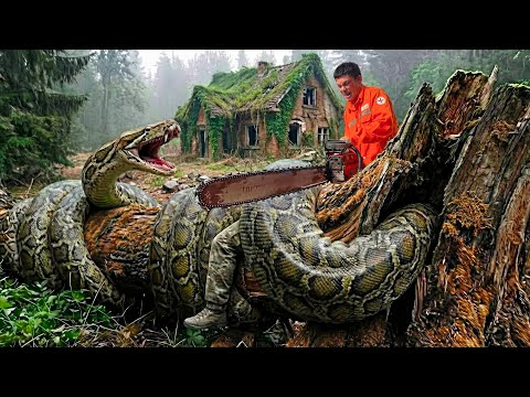 UNBELIEVABLE RESCUE!. GIANT Python Was Lurking Under Tree, Waiting To Attack The Man.