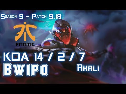 FNC Bwipo AKALI vs  URGOT Top - Patch 9.18 EUW Ranked