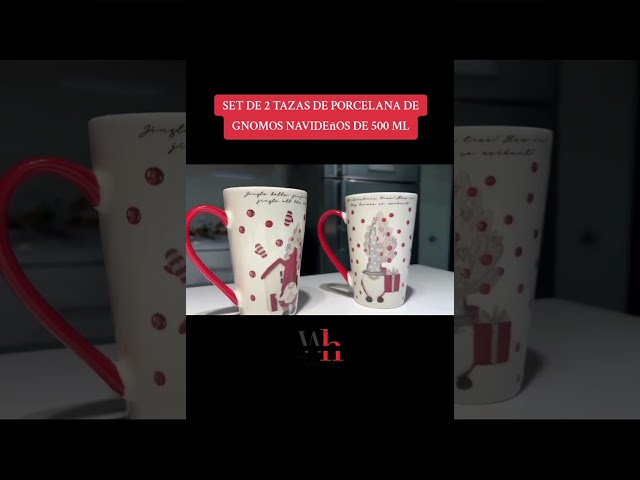 Vídeo relacionado con Dekohelden24 Juego de 2 tazas de porcelana con diseño de gnomo navideño, 8 x 12 x 10 cm, capacidad de 340 ml.