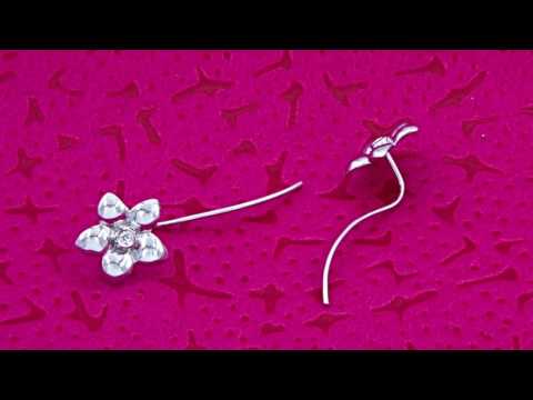 Teleios Luxe 18k White Gold 0.05Ct Diamonds Flower Stem Earrings - TL0000229