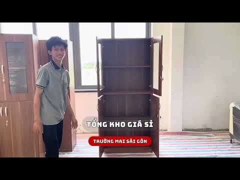 Tủ Văn Phòng 2 Cánh Kính 2 Cánh Gỗ - THS150