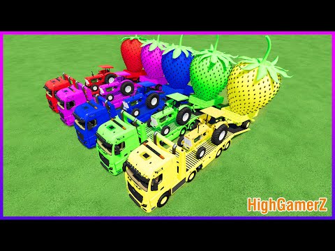LOAD & TRANSPORT GIANT STRAWBERRY WITH CBT MINI TRACTORS & MERCEDES TRUCKS - Farming Simulator 22