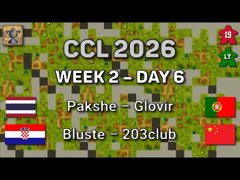 Carcassonne Champions League – W2D6: Pakshe – Glovir, Bluste – 203club [co-host: Lord Terrycloth]