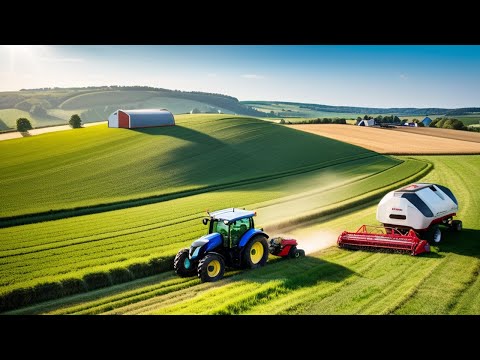 Revolutionizing Farming Modern Technology for Stacking Straw, Milking, Silage Hills, Holstein Cows,