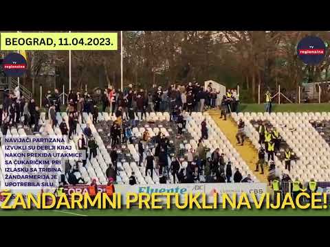 Žandarmerija pretukla navijače Partizana! Haos na tribinama ! Prekinuta utakmica sa Čukaričkim!