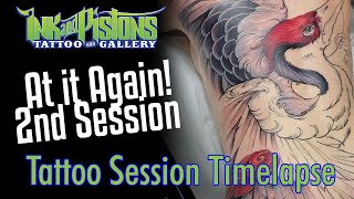 Tattooing a Large Japanese Crane  Backpiece - Session 2