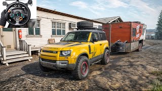 SnowRunner - Hauling a Cargo Trailer With Land Rover Defender | Logitech G29 Gameplay