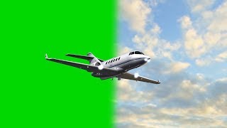 Learjet - private Jet in flight - green screen