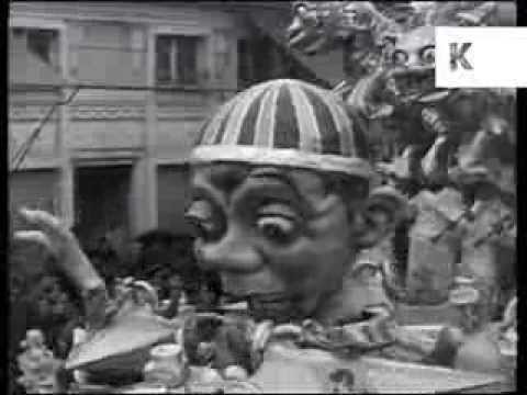 1930s Viareggio Italy Carnival, Parade, Archive Footage