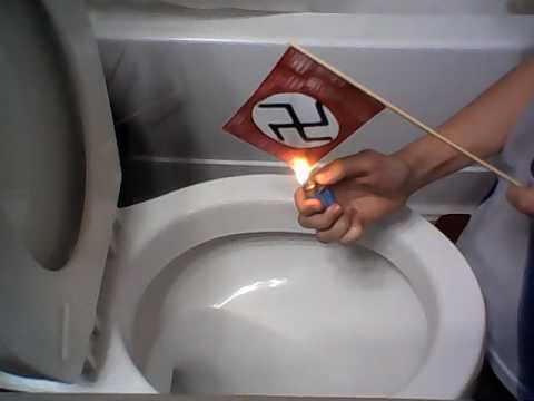 Burning Nazi Germany flag