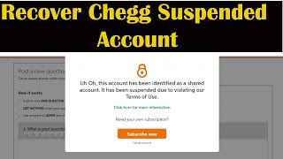 How to Recover Chegg suspended account | Chegg Account suspended |  Chegg account Revoked