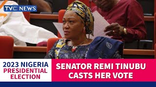 Senator Remi Tinubu Casts her Vote, Addresses Press