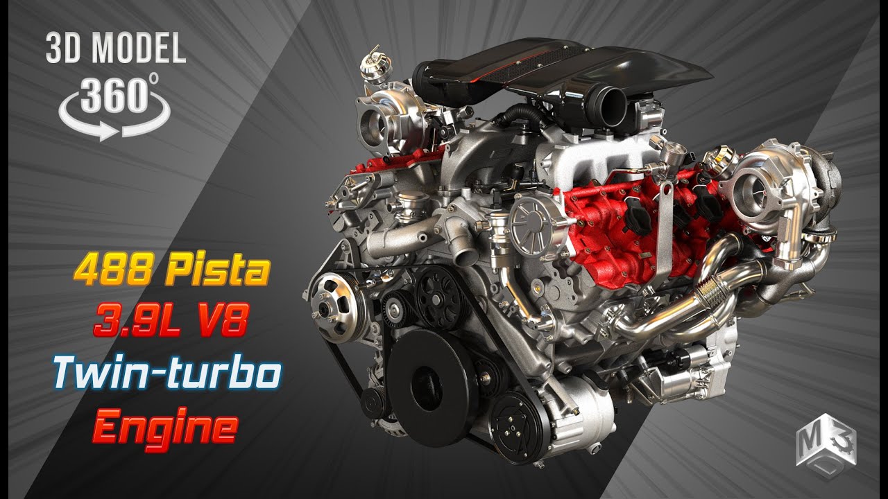 Motor 488 pista - motor V8 biturbo Modelo 3D