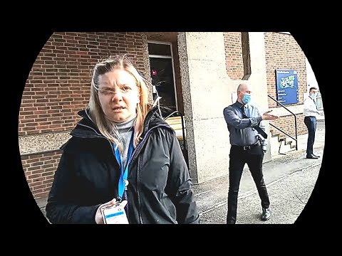 You are trespassing, can you leave police property