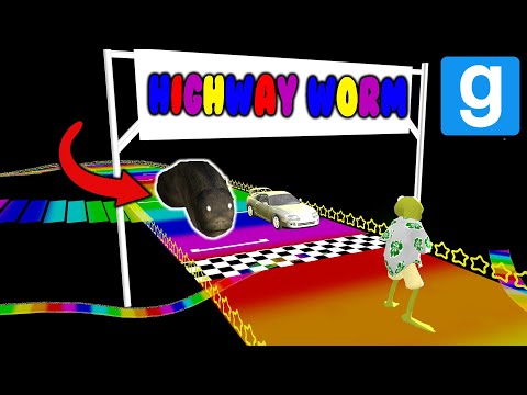 HIGHWAY WORM VS RAINBOW ROAD! - Garry's Mod Sandbox