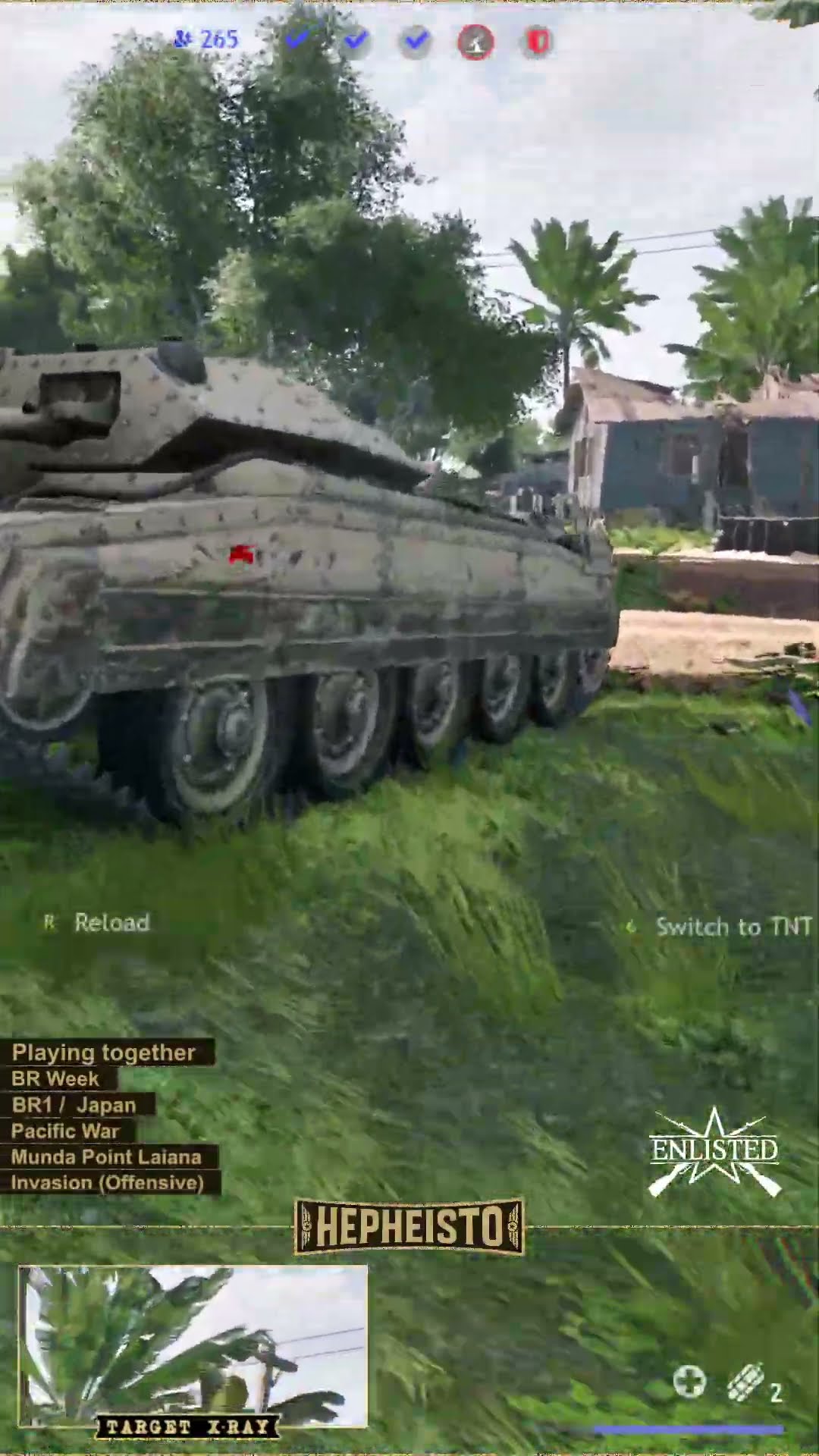 Rifleman eliminates Tank Crusader with TNT Charge