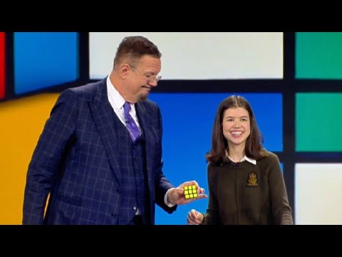 Can 18 year old Emma Olson FOOL Penn and Teller with a rubiks cube? (S10 E17) (Magician REACTS)
