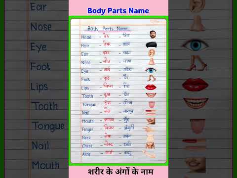 शरीर के अंगों के नाम | Body Parts Name | Human Body Parts Name Hindi and English #shorts #shortsfeed
