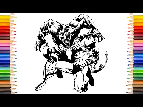 VENOM Vs The Wolverine Coloring Pages | Alien Vs Monster Coloring Pages