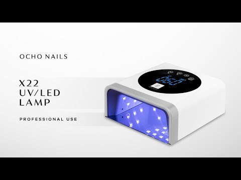 OCHO NAILS belaidė LED UV lempa X22, 72 W, balta, su veidrodiniu dugnu video