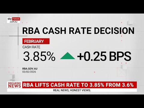 RBA lifts cash rate by 25 basis points to 3.85 per cent