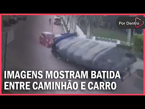 Imagens mostram batida entre caminhão e carro no interior em Capela, Alagoas