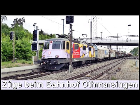 Swiss passenger & freight trains / Viele Züge beim Bahnhof Othmarsingen, Kanton Aargau, Schweiz 2021