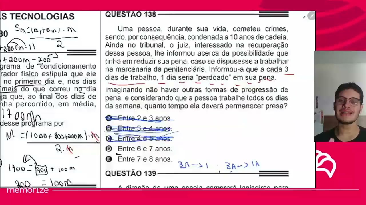 Resolução em Vídeo — Questão 138 ENEM 2014 Reaplicação