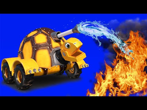 AnimaCars - The TURTLE FIRE TRUCK stops the blaze in the forest - cartoons with trucks & animals