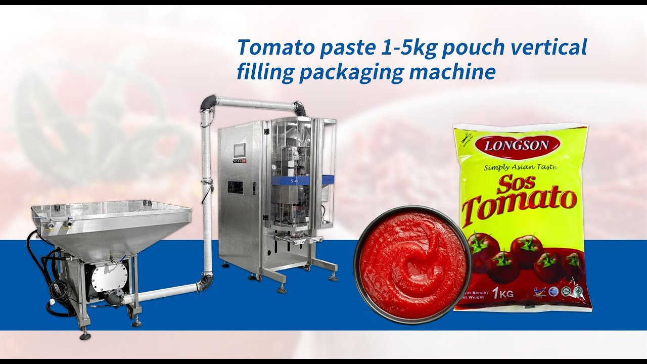 Tomato paste 1 5kg pouch vertical filling packaging machine, sos sauce packing machine