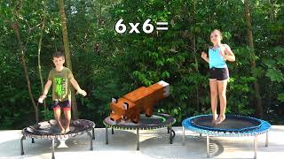 5 mins, Easy Way to Learn Maths on a Trampoline - 2 & 6 Times Tables With Minecraft Characters