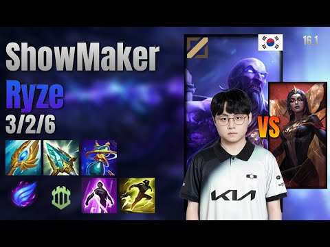 ShowMaker Mid Ryze vs LeBlanc lol KR solo rank Full Game 16.1 | 쇼메이커 라이즈 vs 르블랑