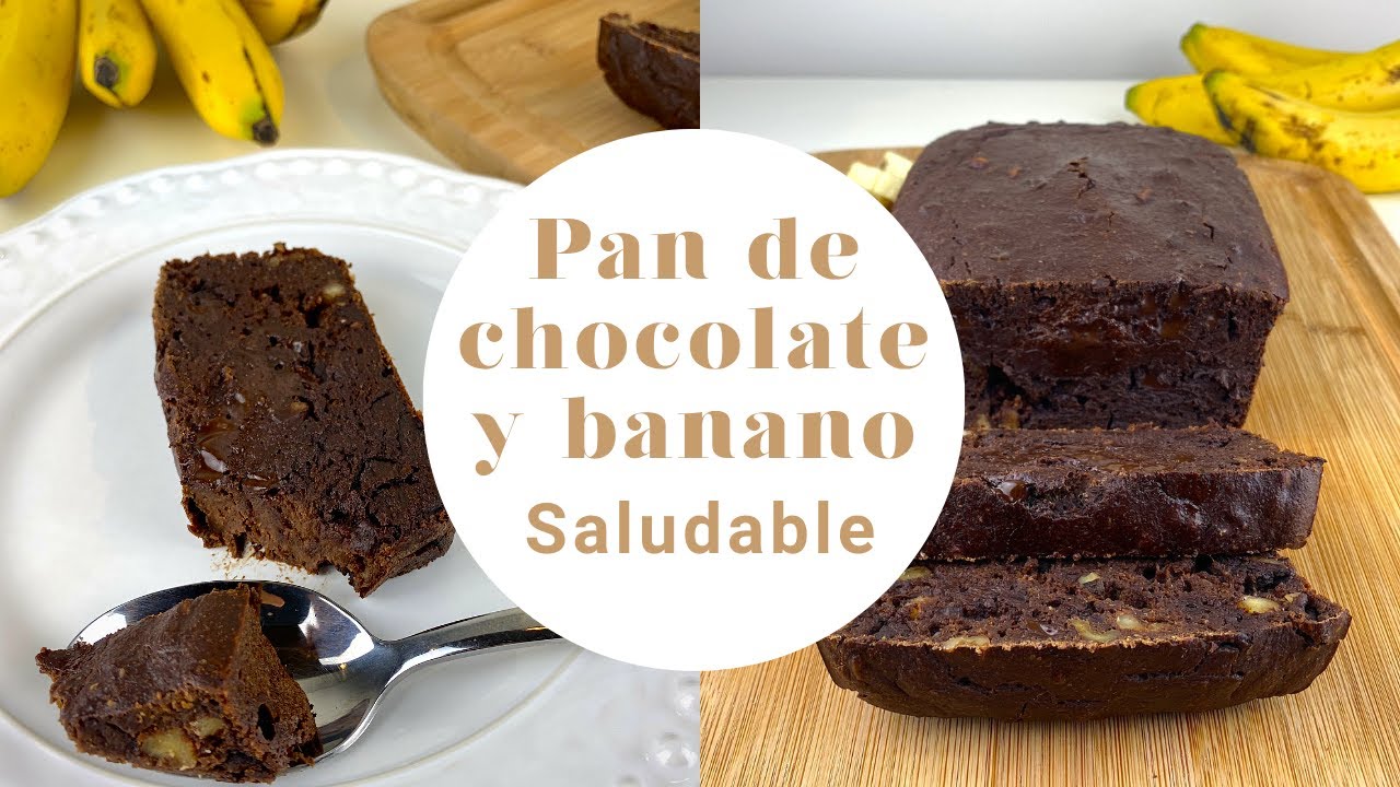 Cómo preparar PAN DE CHOCOLATE Y BANANO SALUDABLE CON NUECES/ fácil y rápida con textura melcochuda