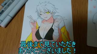 【戦乱カグラ】雅緋(みやび)をコピックで描いてみた