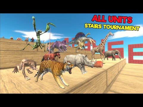 Dinosaurs Stairs Tournament All Units Race - Animal Revolt Battle Simulator