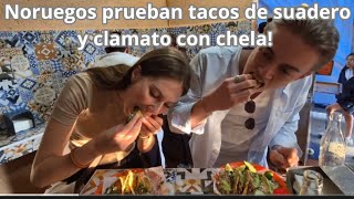 Noruegos prueban tacos de suadero y Clamato con chela por primera vez 🇲🇽🔥 ¿Les gustó?