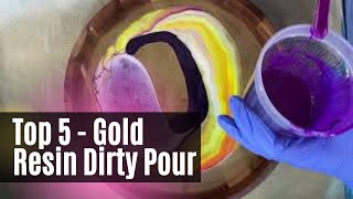 Top 5 Resin Dirty Pour Technique with Gold