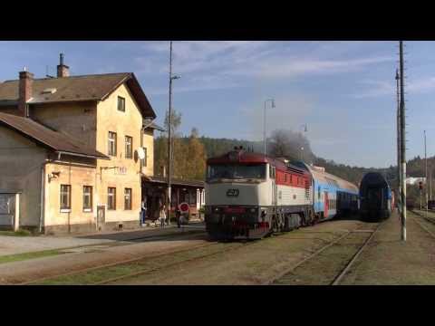 ČD 749 107 Start und Abfahrt aus Týnec nad Sázavou - start a odjezd z Týnce nad Sazavou 20.10.2013